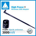 Indoor 3000mW high power and 11dBi gain external antenna 802.11N wifi adapter